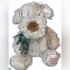 Fiesta Plush Sitting Dog 12 Inch Tan Stuffed Animal Jesus Loves Me Soft Kids Toy